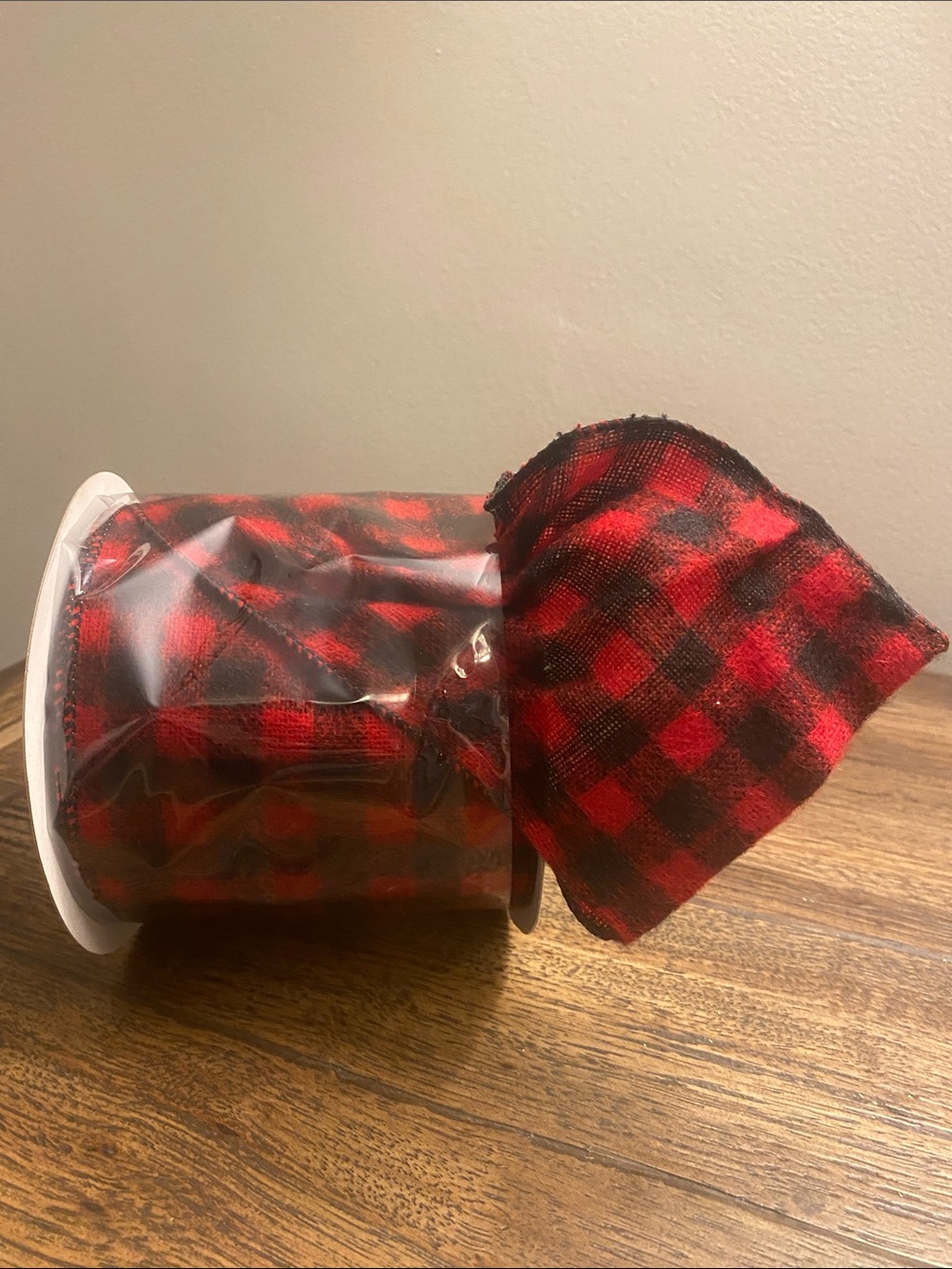 Wired Ribbon Buffalo Flannel Check NWT 4” X 10 Yards